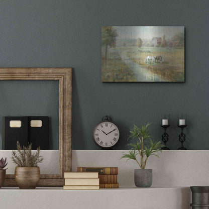 Luxe Metal Art 'Tranquil Farm' by Danhui Nai, Metal Wall Art,16x12