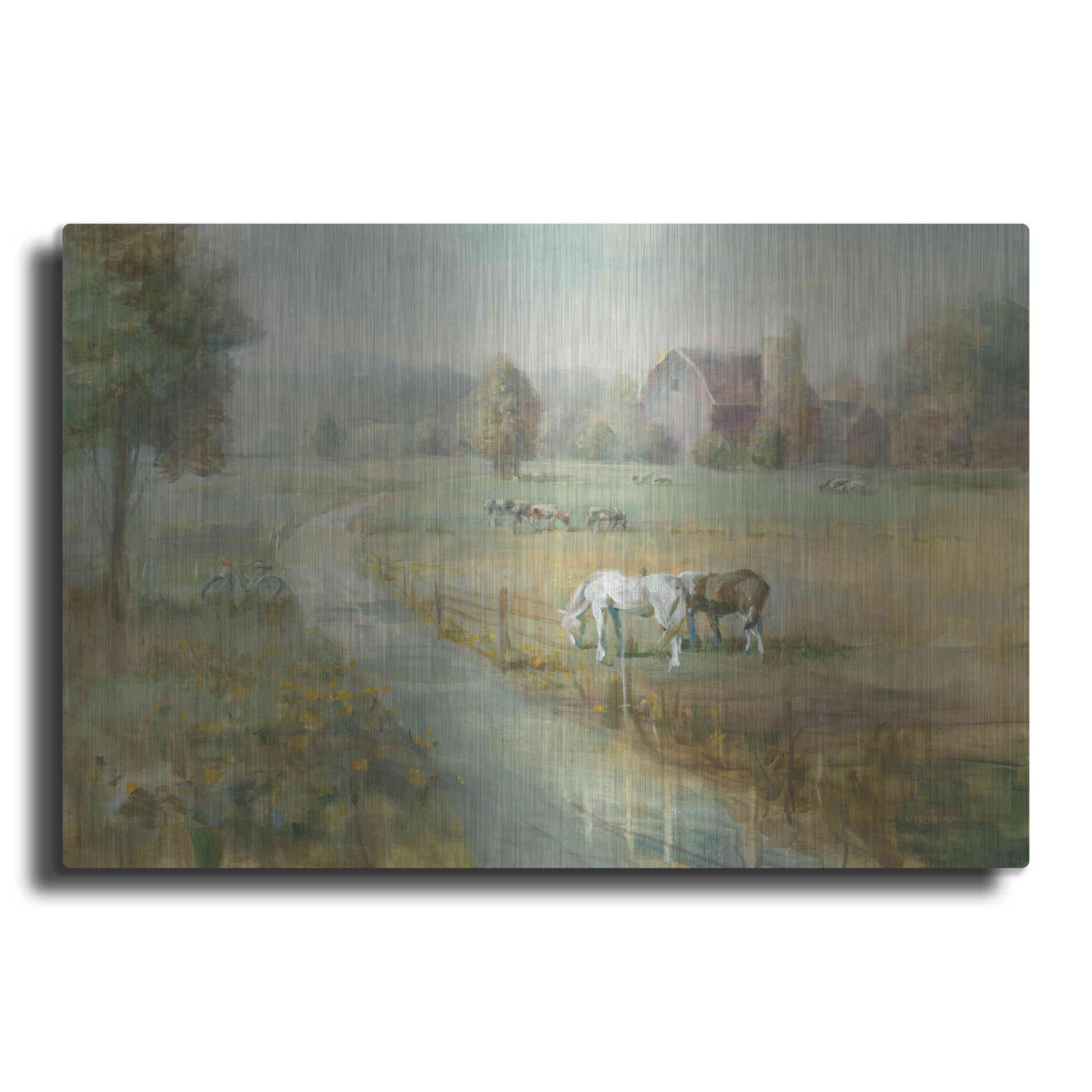 Luxe Metal Art 'Tranquil Farm' by Danhui Nai, Metal Wall Art