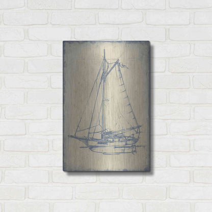 Luxe Metal Art 'Yacht Blueprint II' by Ethan Harper, Metal Wall Art,16x24