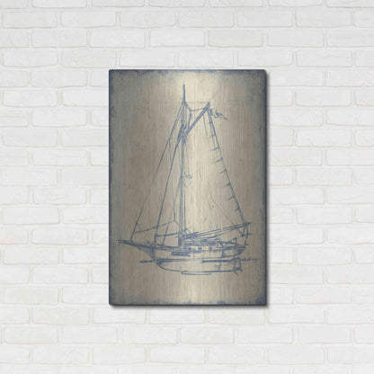 Luxe Metal Art 'Yacht Blueprint II' by Ethan Harper, Metal Wall Art,24x36