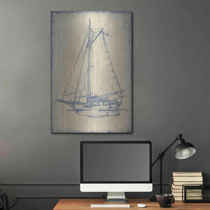 Luxe Metal Art 'Yacht Blueprint II' by Ethan Harper, Metal Wall Art,24x36