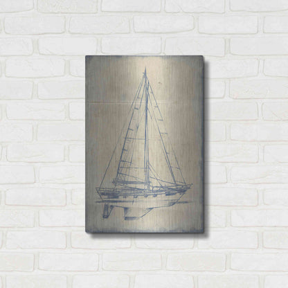 Luxe Metal Art 'Yacht Blueprint IV' by Ethan Harper, Metal Wall Art,16x24