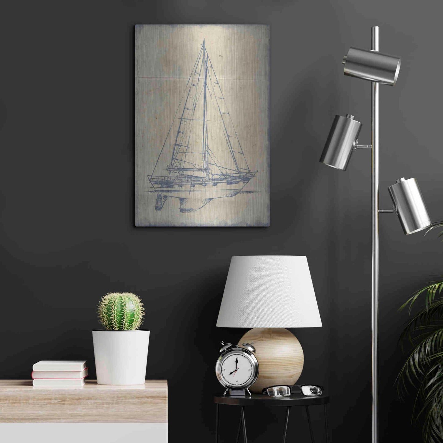 Luxe Metal Art 'Yacht Blueprint IV' by Ethan Harper, Metal Wall Art,16x24