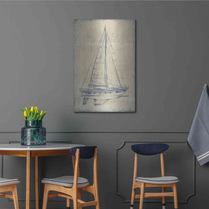 Luxe Metal Art 'Yacht Blueprint IV' by Ethan Harper, Metal Wall Art,24x36