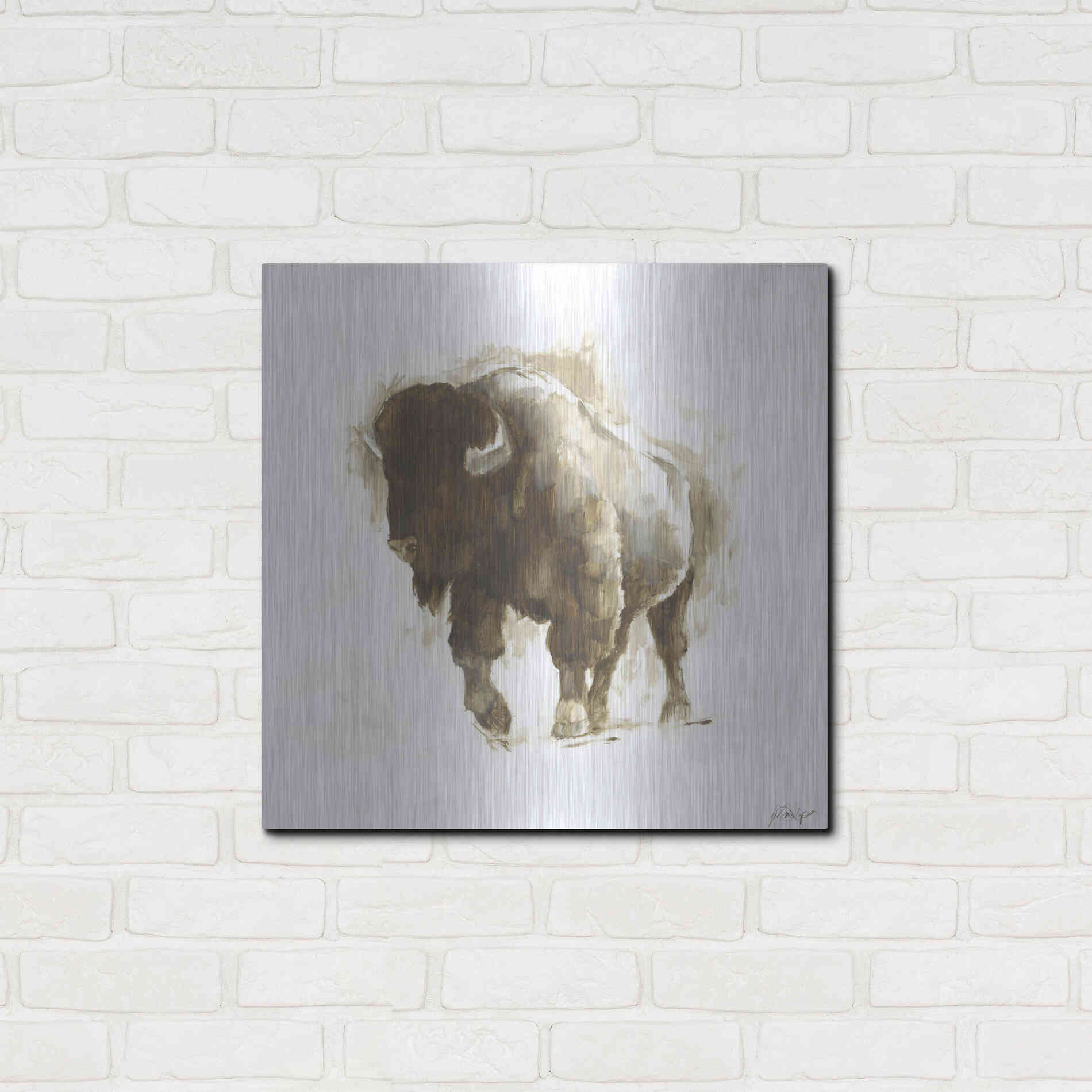 Luxe Metal Art 'Rustic Bison II' by Ethan Harper, Metal Wall Art,24x24