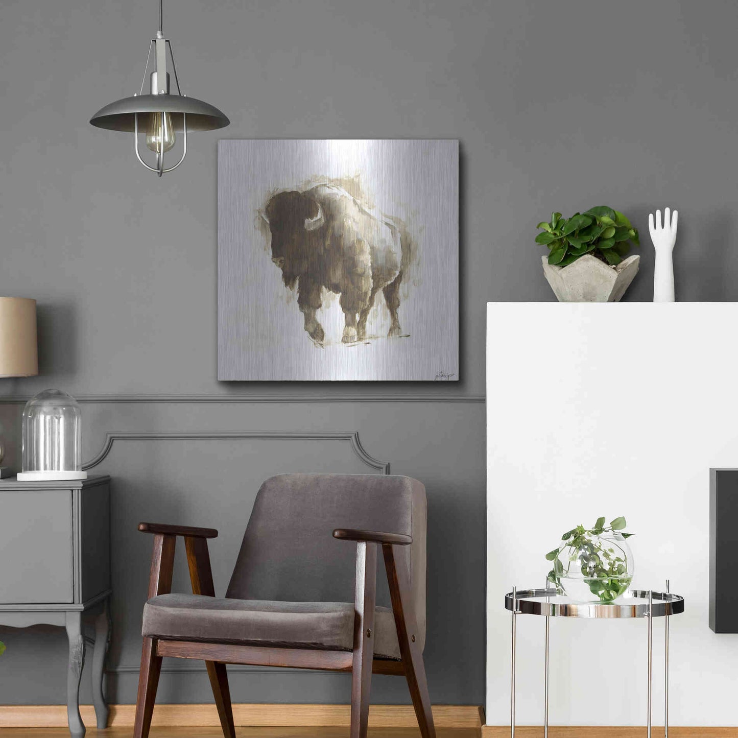 Luxe Metal Art 'Rustic Bison II' by Ethan Harper, Metal Wall Art,24x24