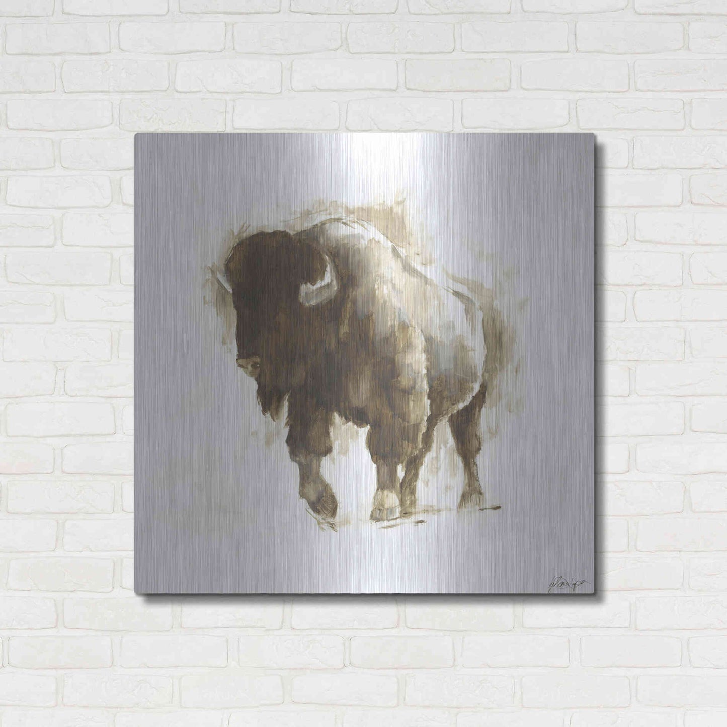 Luxe Metal Art 'Rustic Bison II' by Ethan Harper, Metal Wall Art,36x36