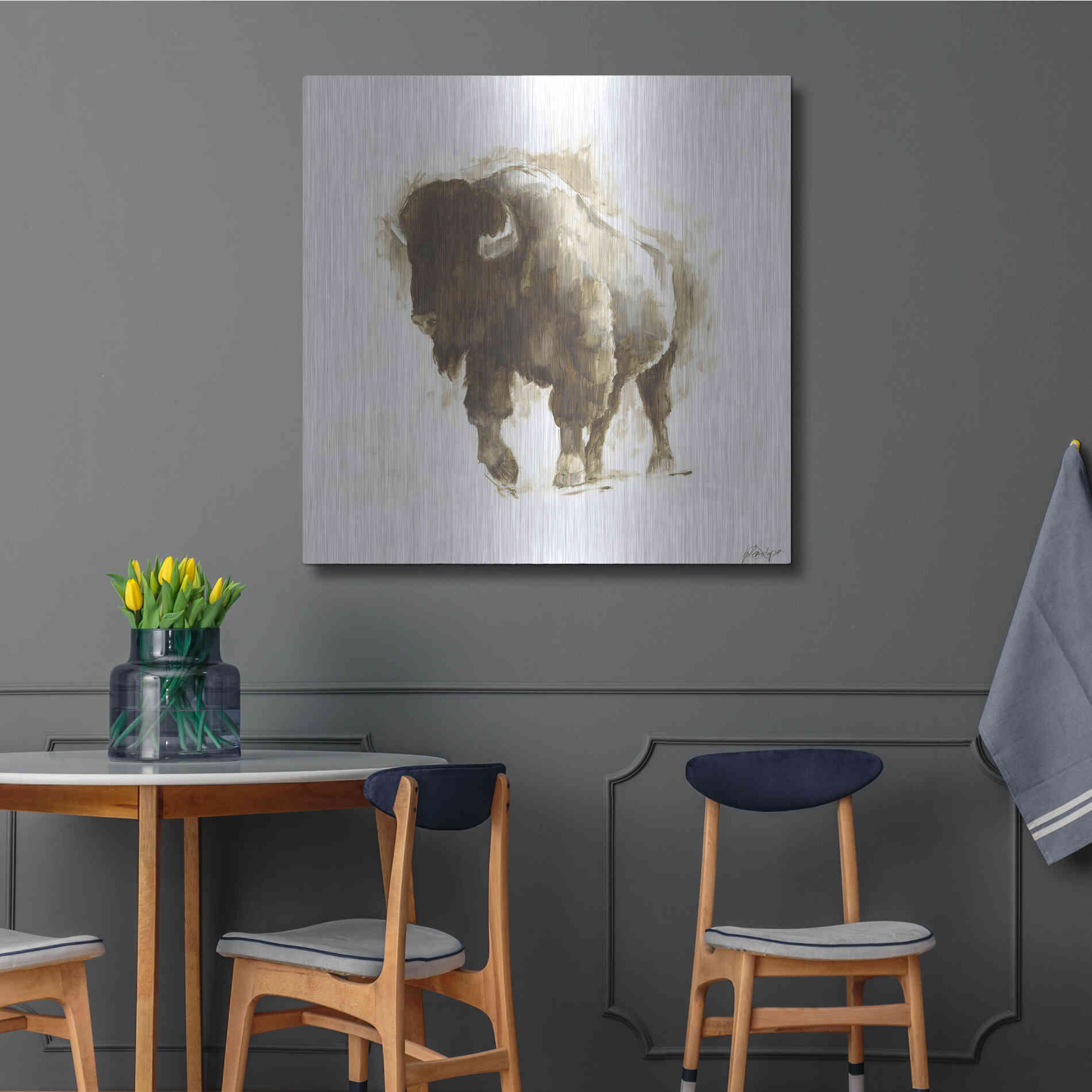 Luxe Metal Art 'Rustic Bison II' by Ethan Harper, Metal Wall Art,36x36