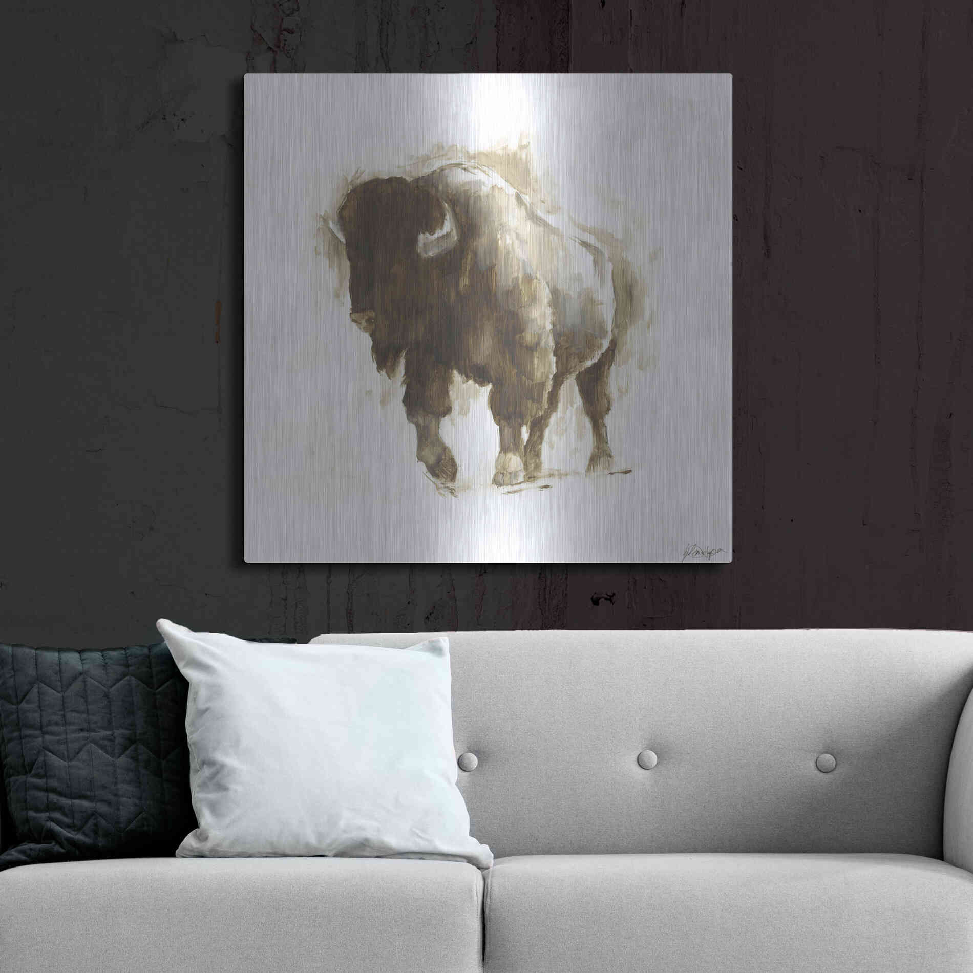 Luxe Metal Art 'Rustic Bison II' by Ethan Harper, Metal Wall Art,36x36