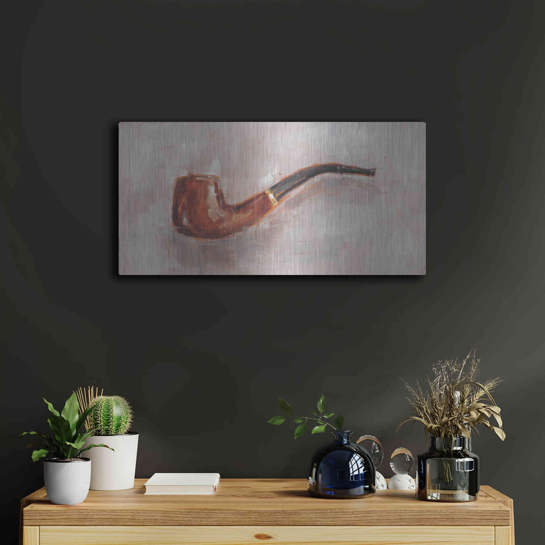 Luxe Metal Art 'This is a Pipe II' by Ethan Harper, Metal Wall Art,24x12