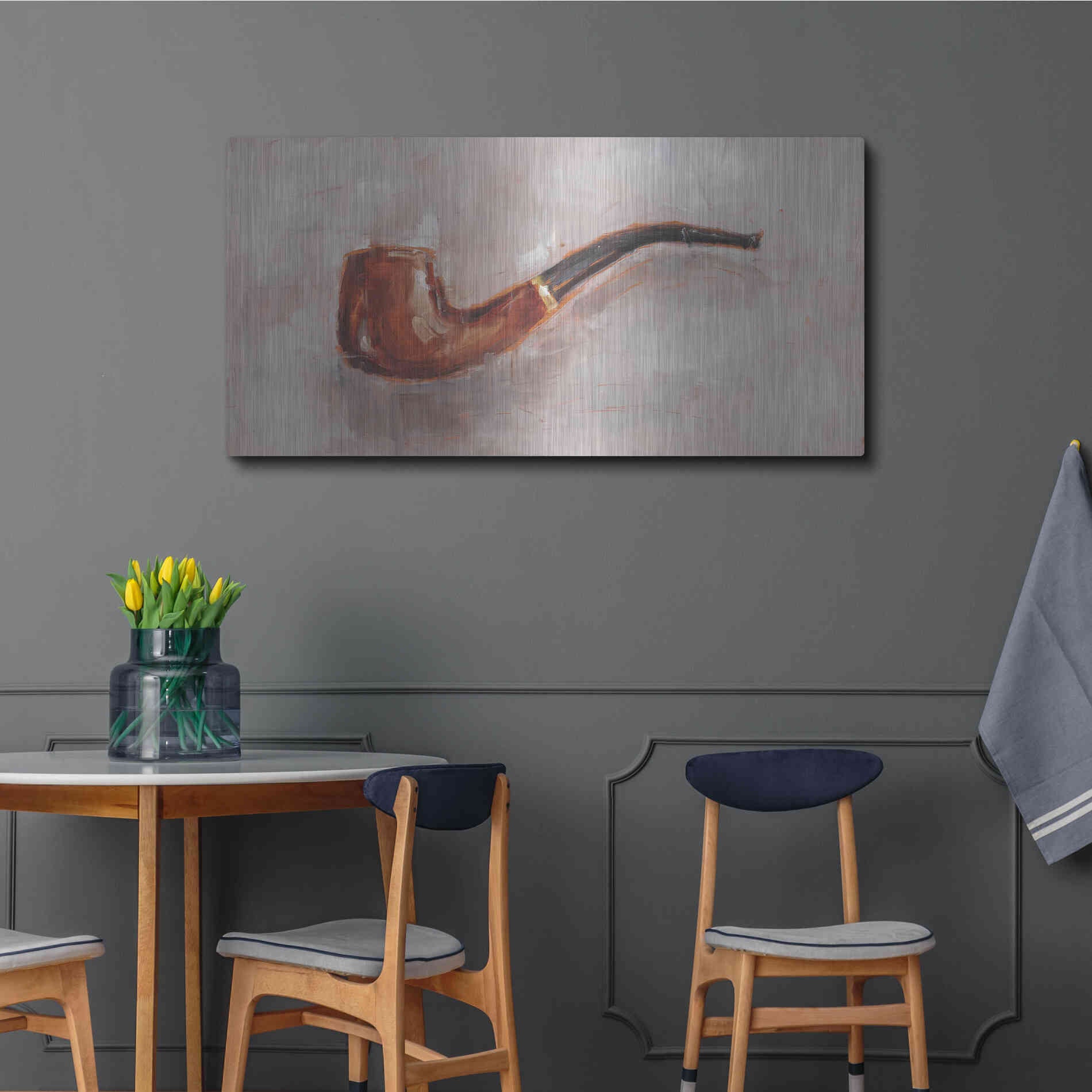 Luxe Metal Art 'This is a Pipe II' by Ethan Harper, Metal Wall Art,48x24