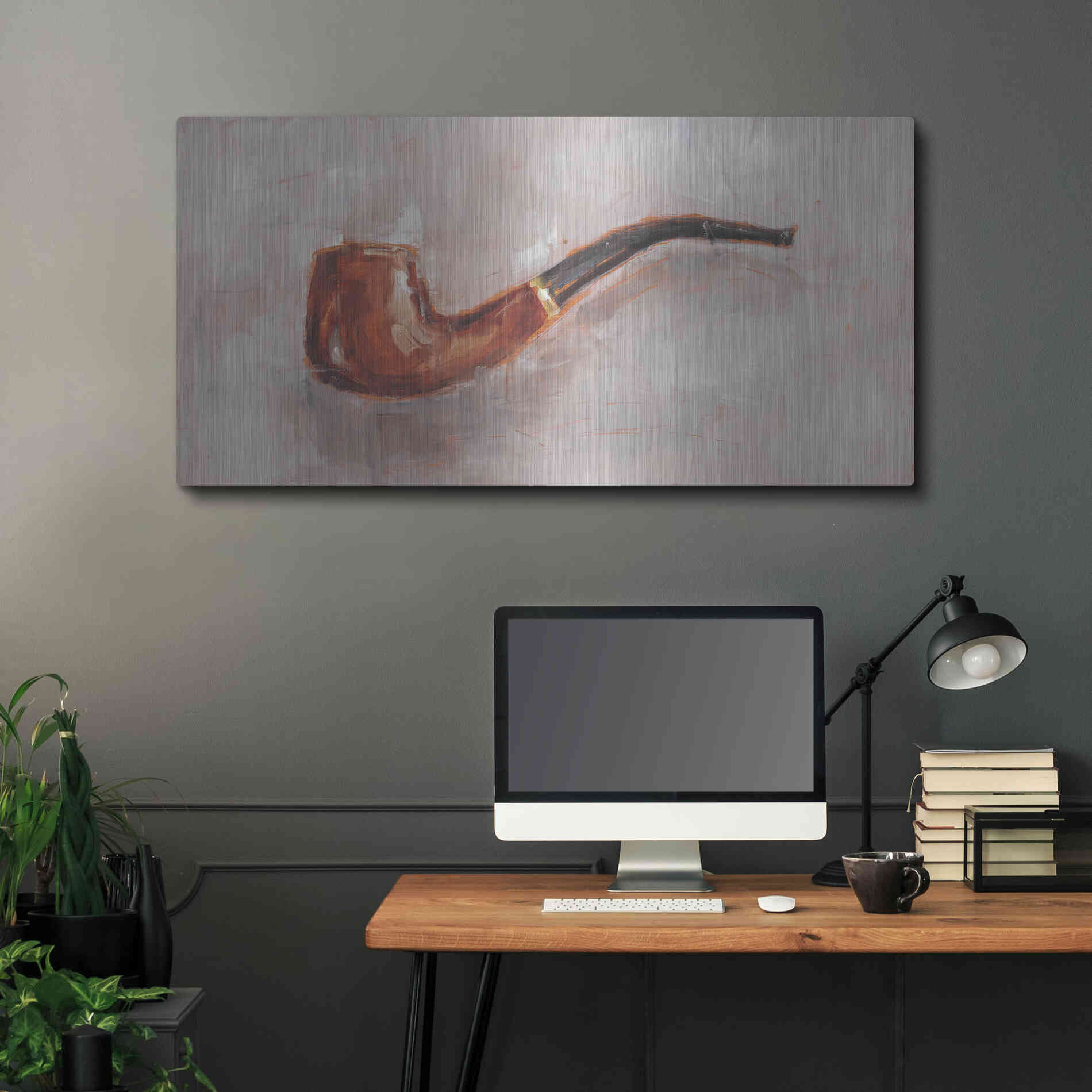 Luxe Metal Art 'This is a Pipe II' by Ethan Harper, Metal Wall Art,48x24