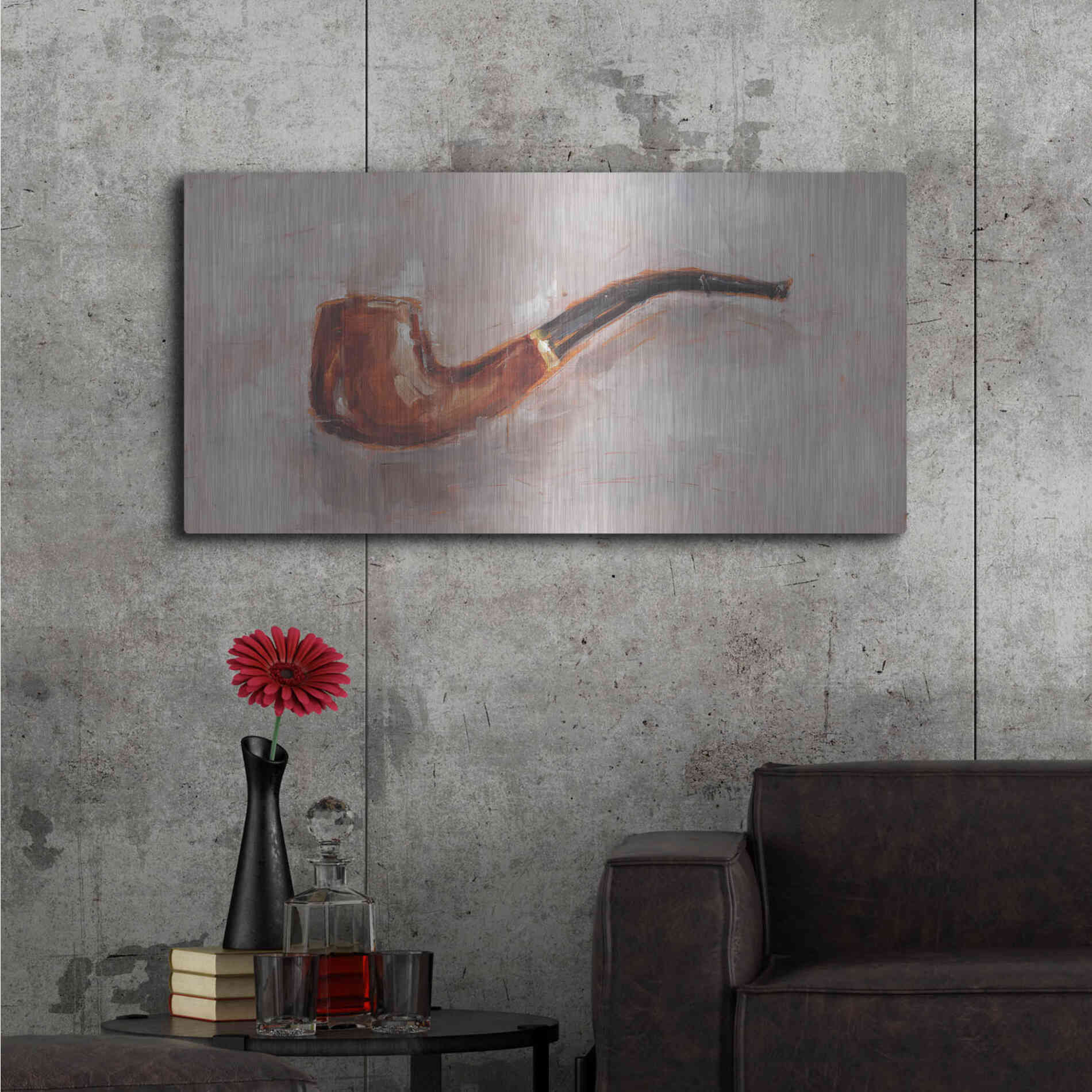 Luxe Metal Art 'This is a Pipe II' by Ethan Harper, Metal Wall Art,48x24