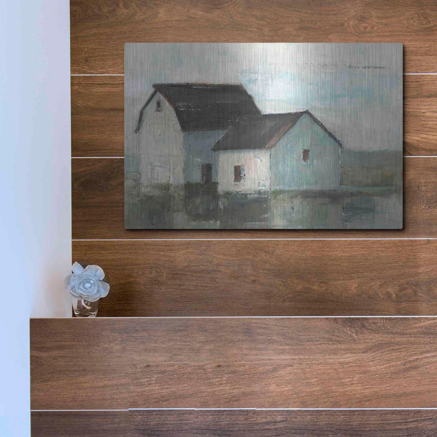 Luxe Metal Art 'Barn at Sunset II' by Ethan Harper, Metal Wall Art,16x12