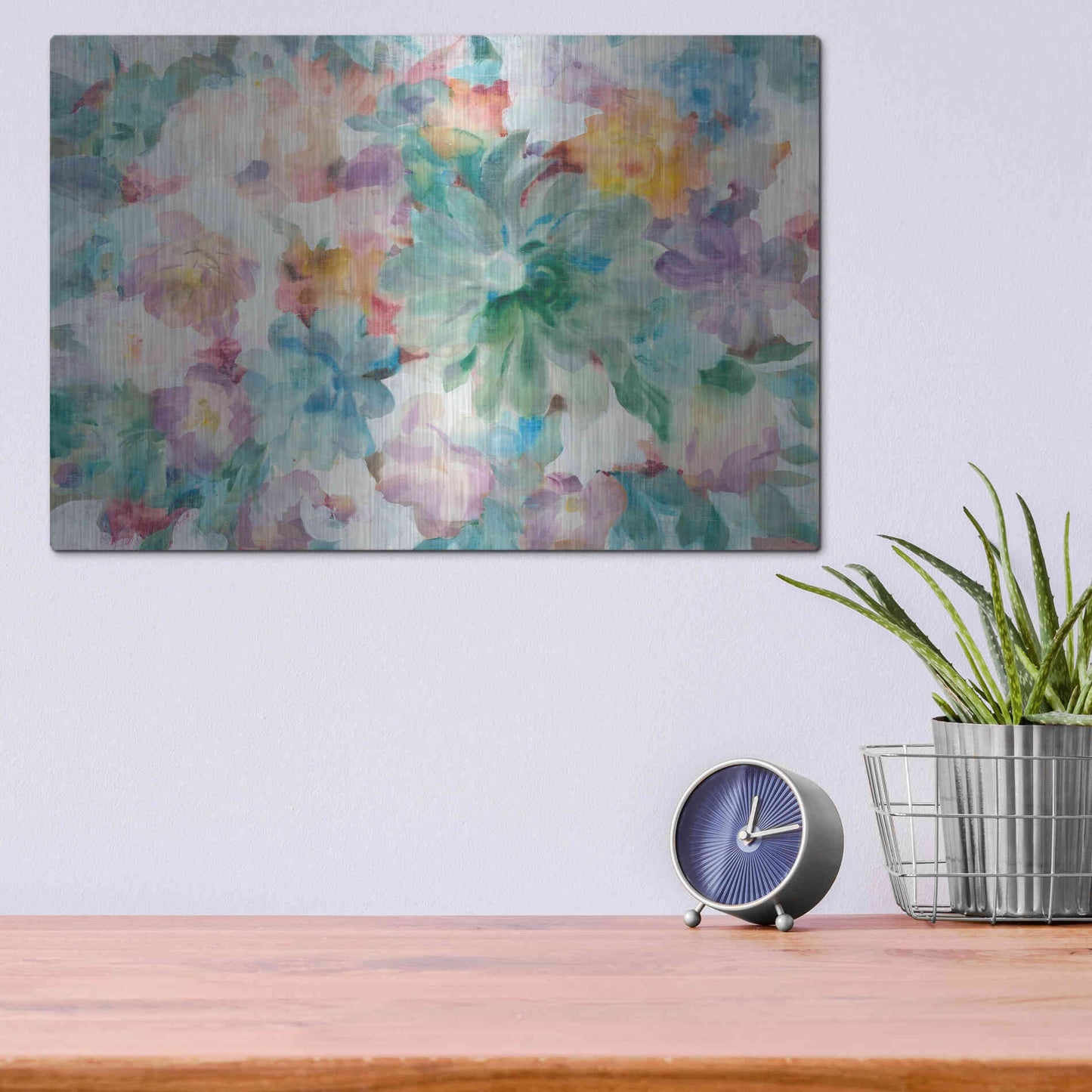 Luxe Metal Art 'Succulent Florals Crop' by Danhui Nai, Metal Wall Art,16x12