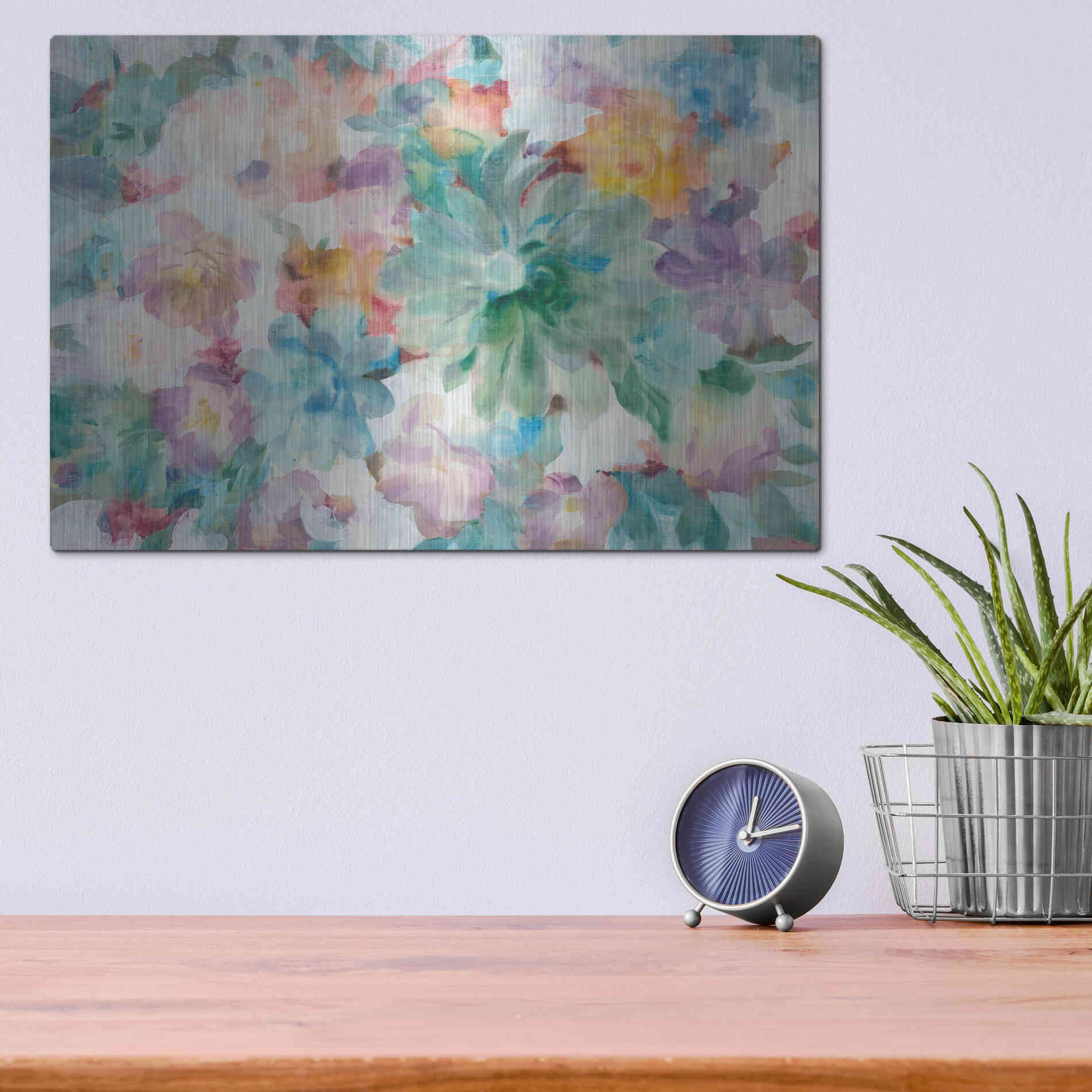 Luxe Metal Art 'Succulent Florals Crop' by Danhui Nai, Metal Wall Art,16x12