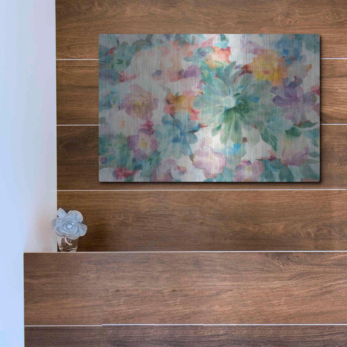 Luxe Metal Art 'Succulent Florals Crop' by Danhui Nai, Metal Wall Art,16x12