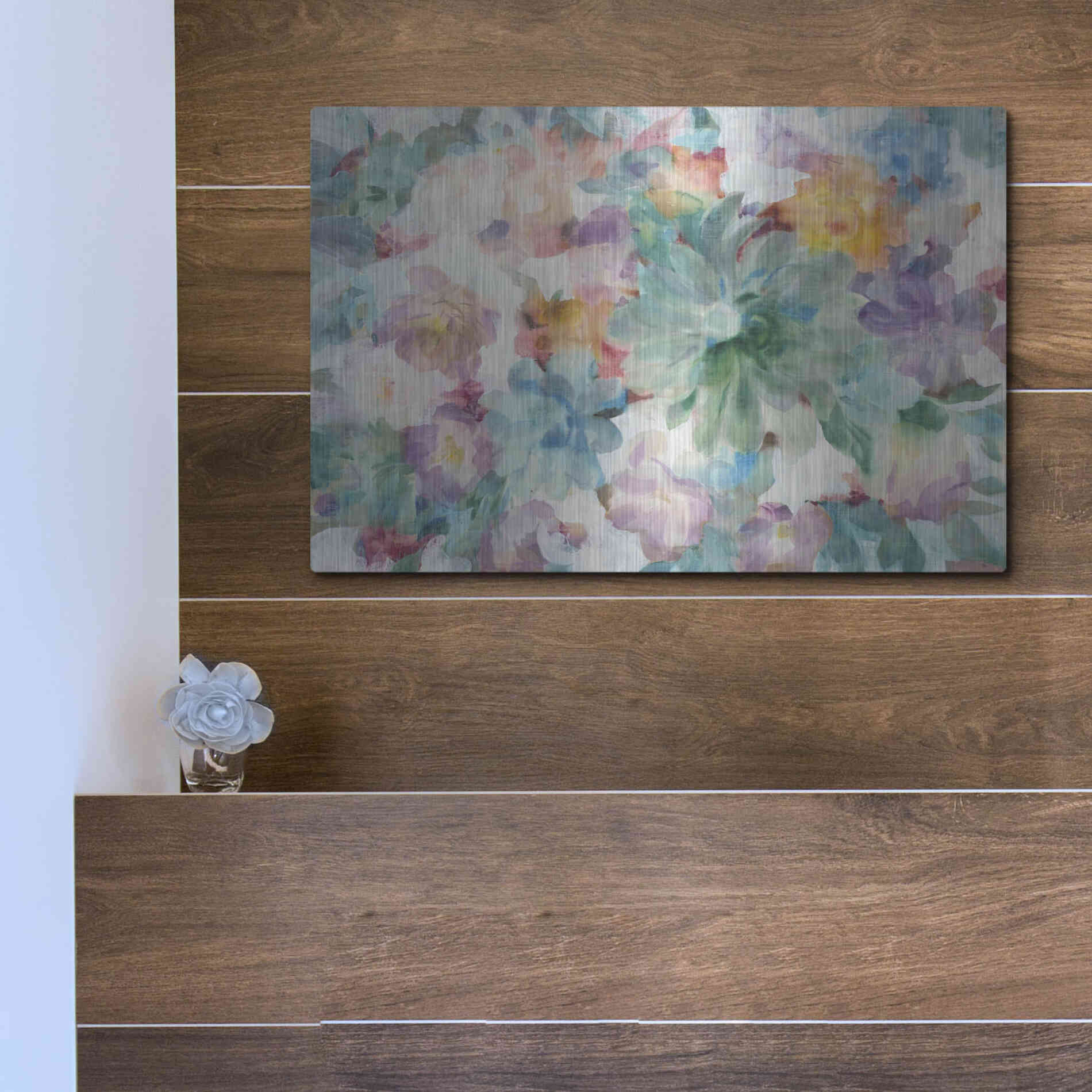 Luxe Metal Art 'Succulent Florals Crop' by Danhui Nai, Metal Wall Art,16x12