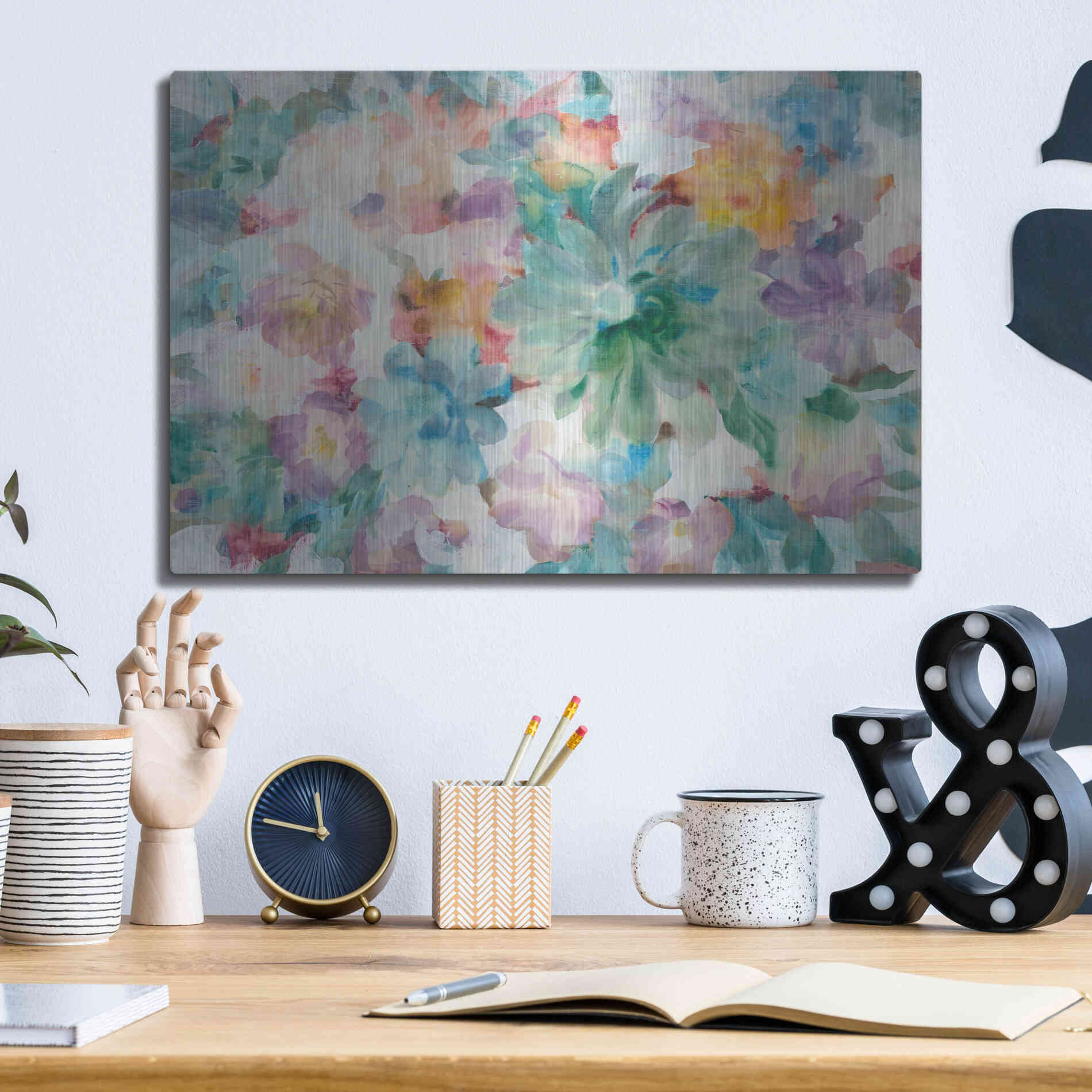 Luxe Metal Art 'Succulent Florals Crop' by Danhui Nai, Metal Wall Art,16x12