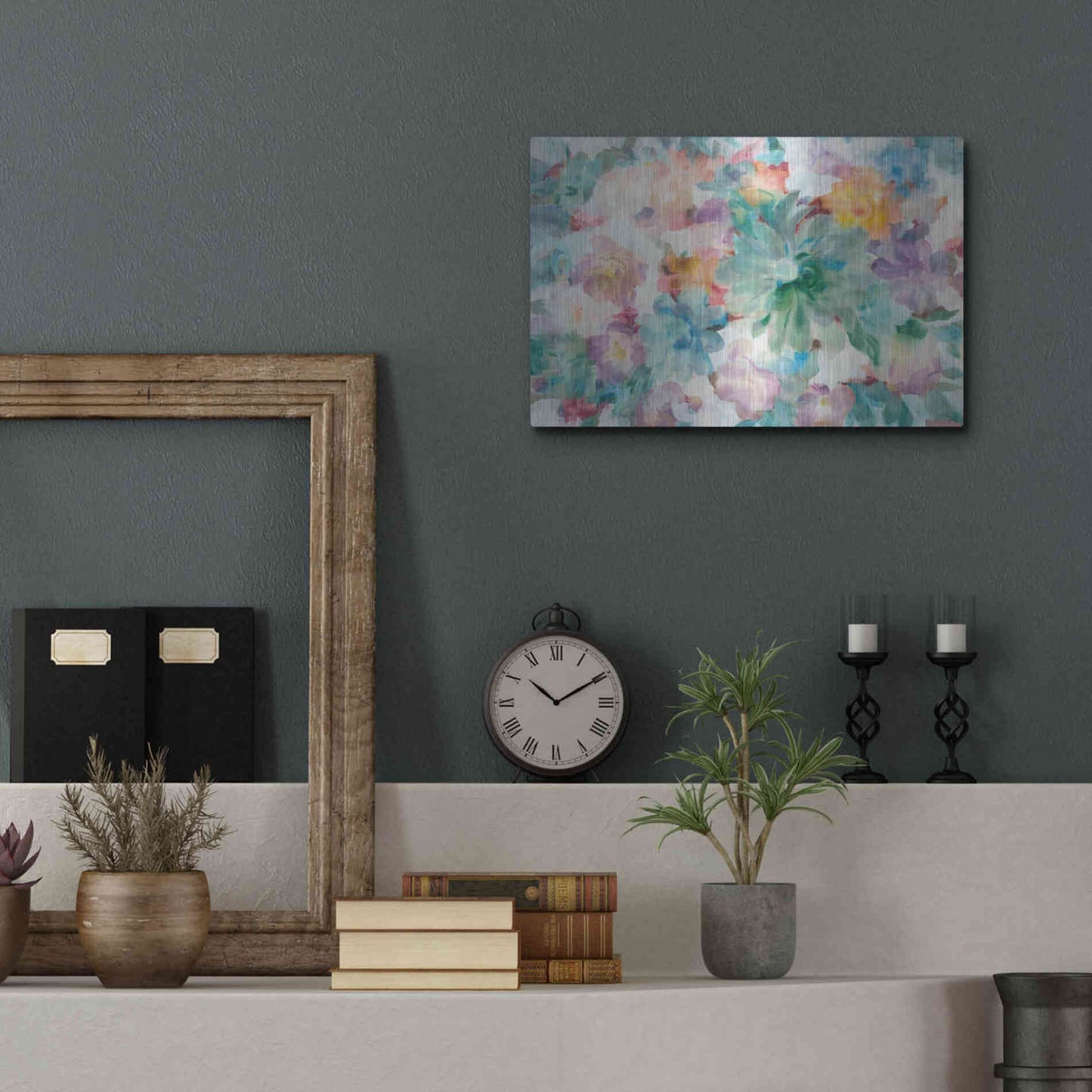 Luxe Metal Art 'Succulent Florals Crop' by Danhui Nai, Metal Wall Art,16x12