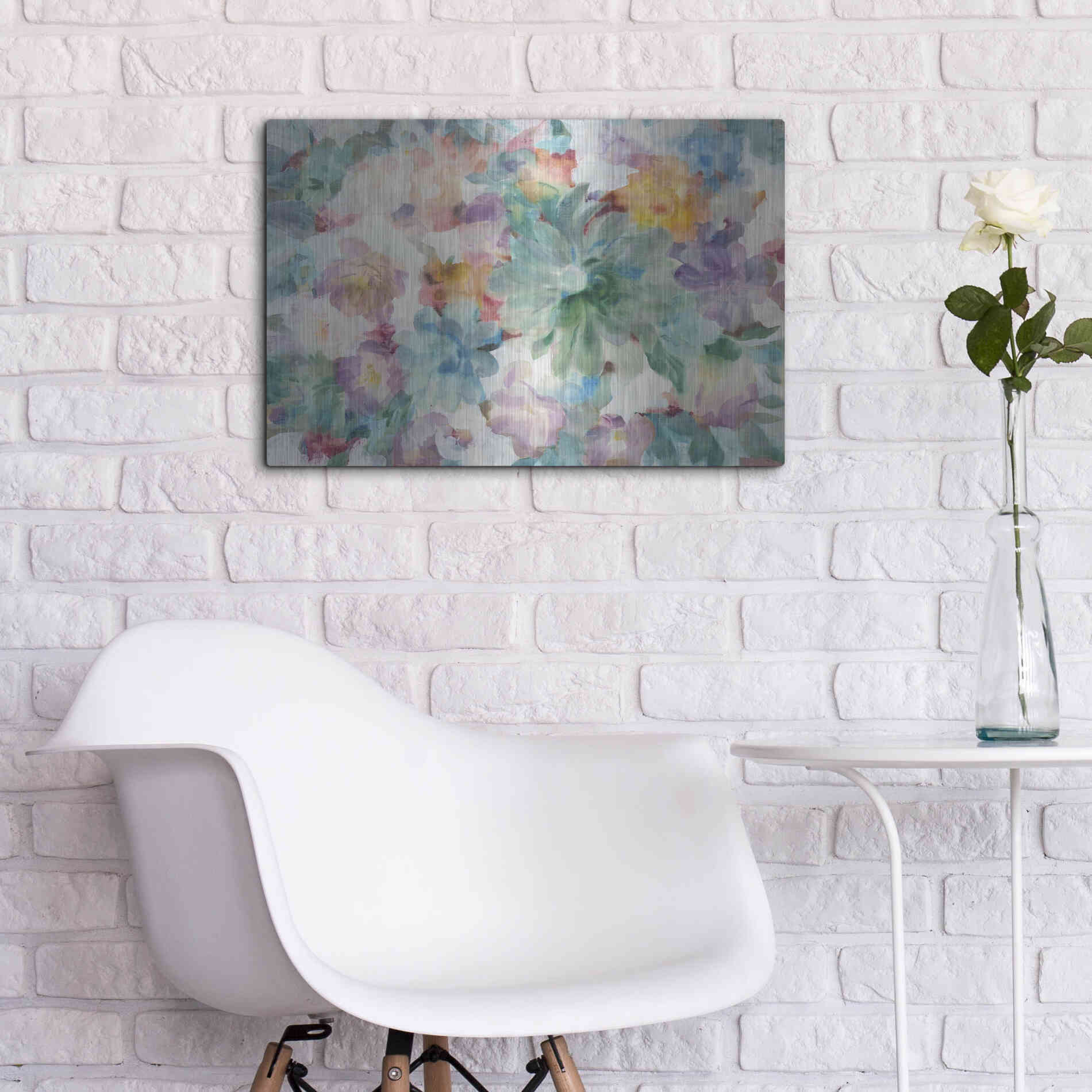 Luxe Metal Art 'Succulent Florals Crop' by Danhui Nai, Metal Wall Art,24x16