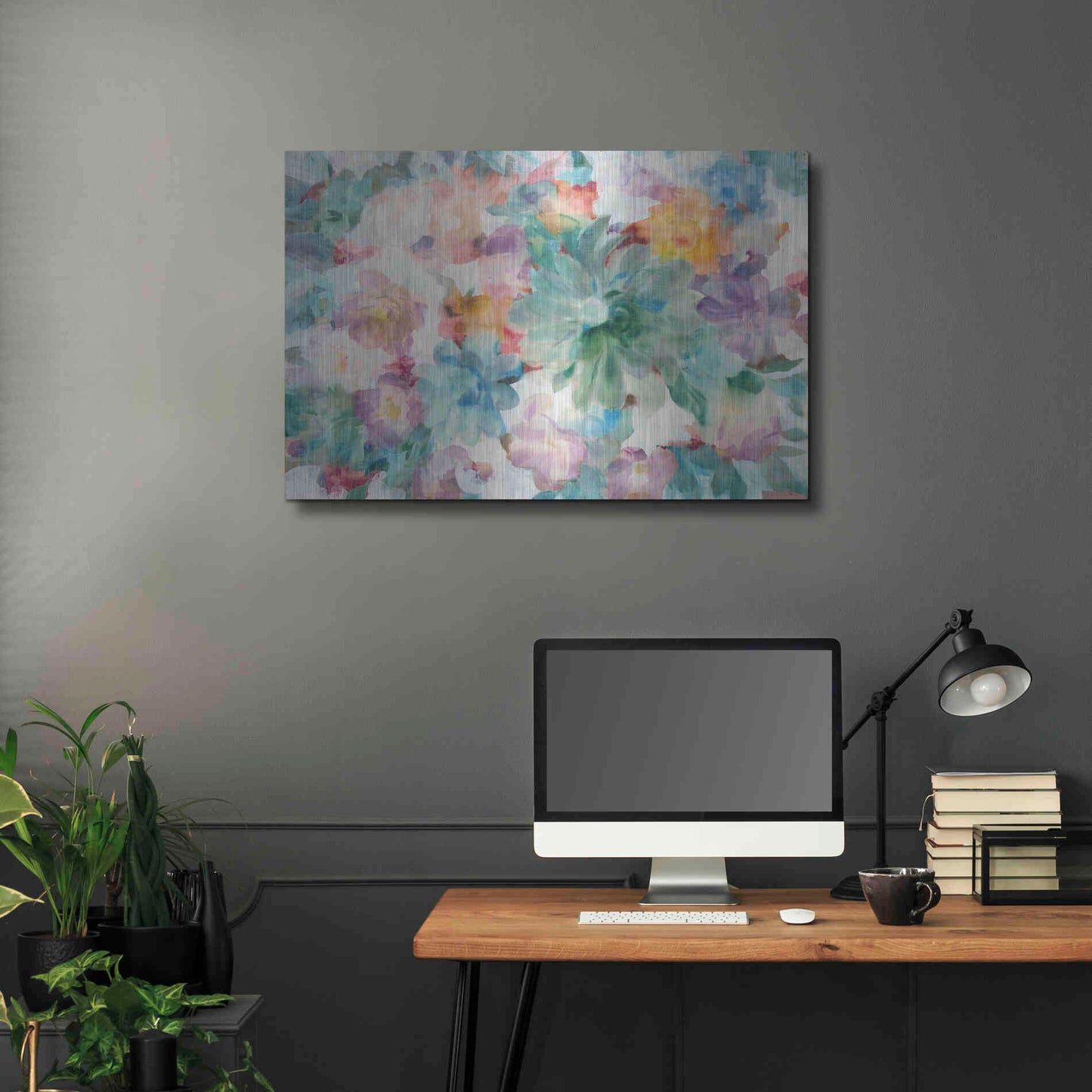 Luxe Metal Art 'Succulent Florals Crop' by Danhui Nai, Metal Wall Art,36x24