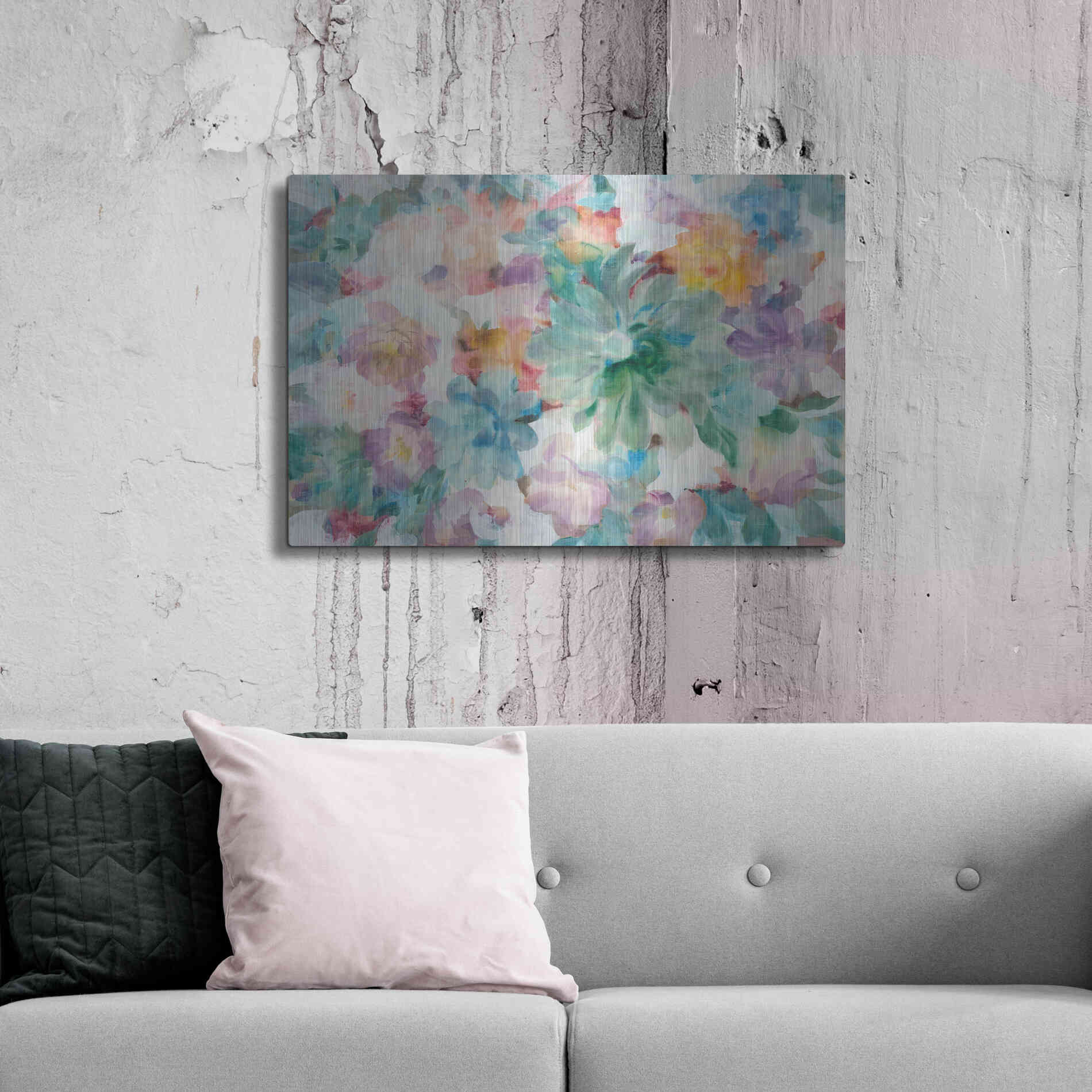 Luxe Metal Art 'Succulent Florals Crop' by Danhui Nai, Metal Wall Art,36x24