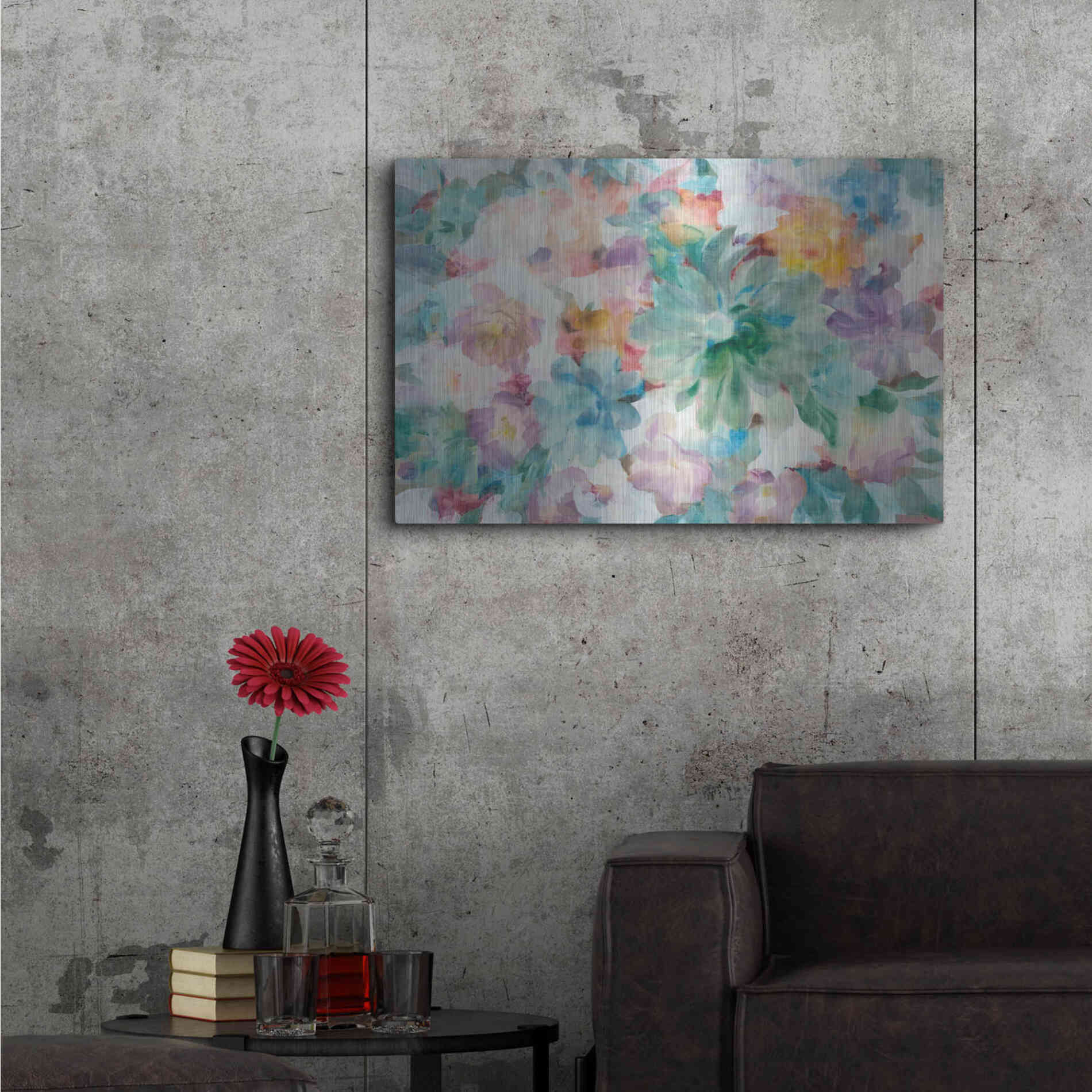 Luxe Metal Art 'Succulent Florals Crop' by Danhui Nai, Metal Wall Art,36x24