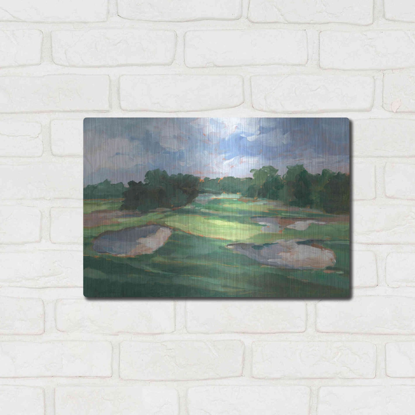 Luxe Metal Art 'Golf Course Study III' by Ethan Harper, Metal Wall Art,16x12