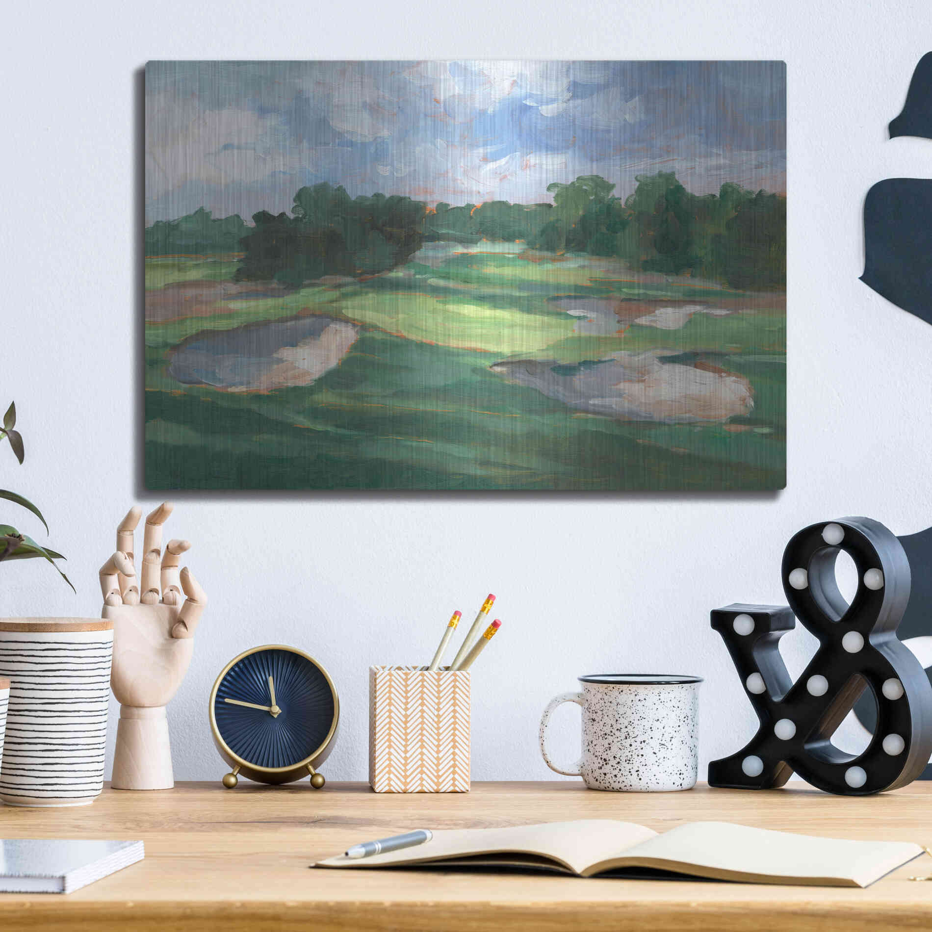 Luxe Metal Art 'Golf Course Study III' by Ethan Harper, Metal Wall Art,16x12