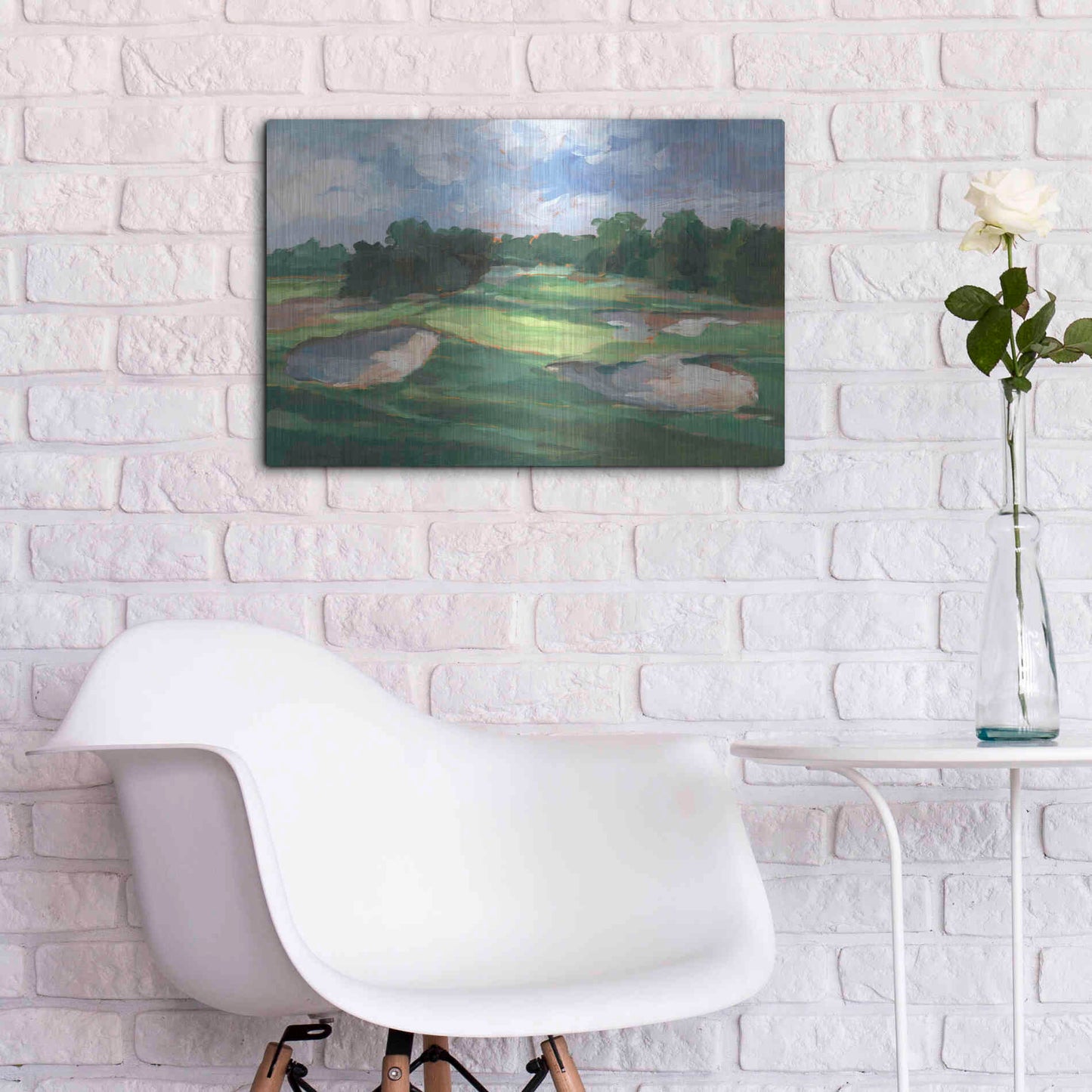 Luxe Metal Art 'Golf Course Study III' by Ethan Harper, Metal Wall Art,24x16