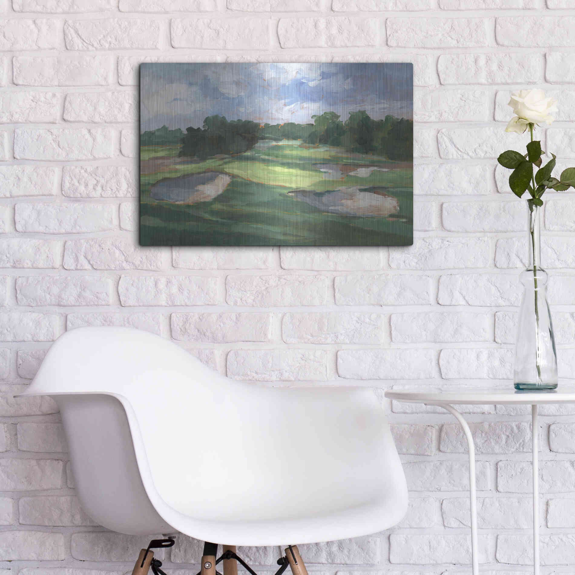 Luxe Metal Art 'Golf Course Study III' by Ethan Harper, Metal Wall Art,24x16