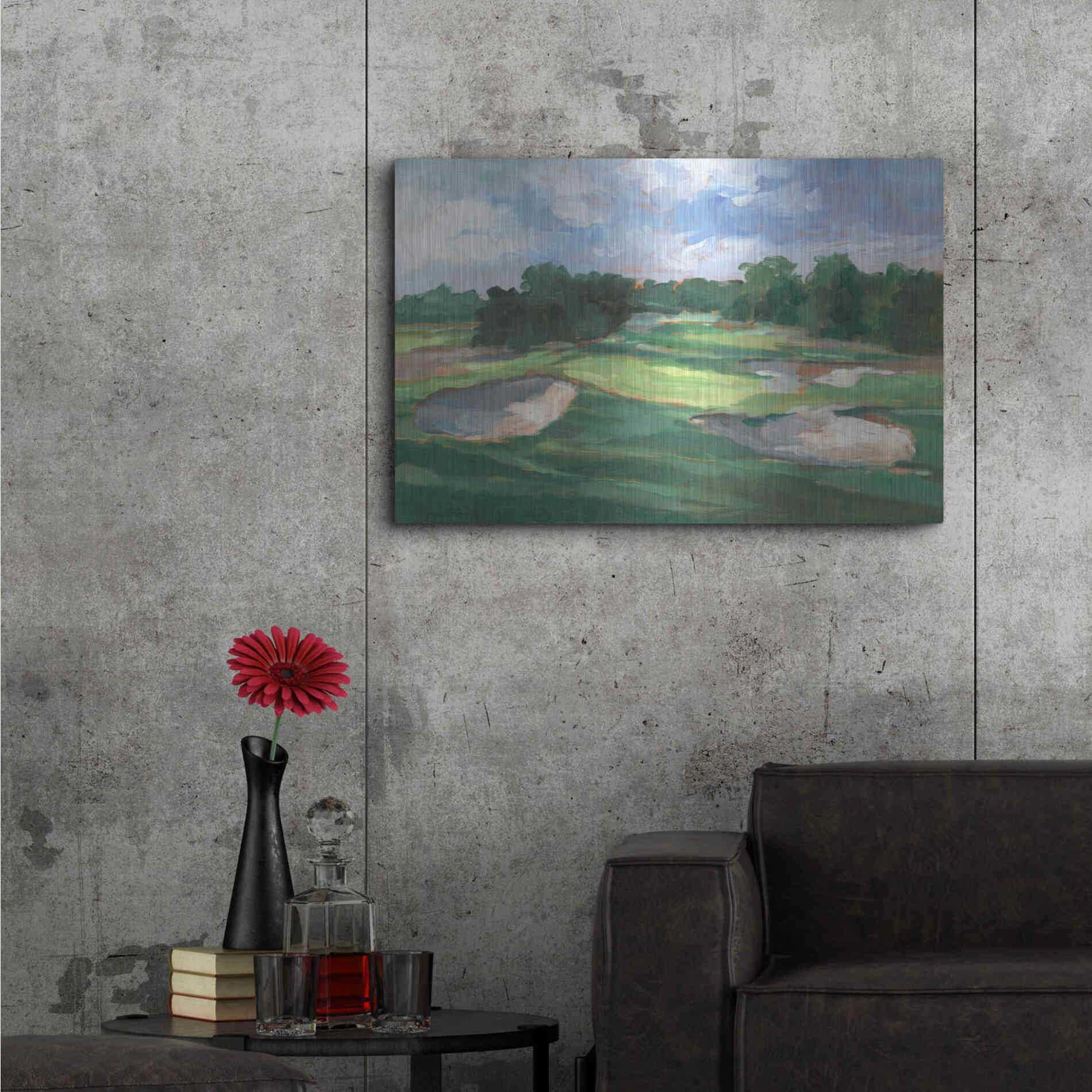 Luxe Metal Art 'Golf Course Study III' by Ethan Harper, Metal Wall Art,36x24