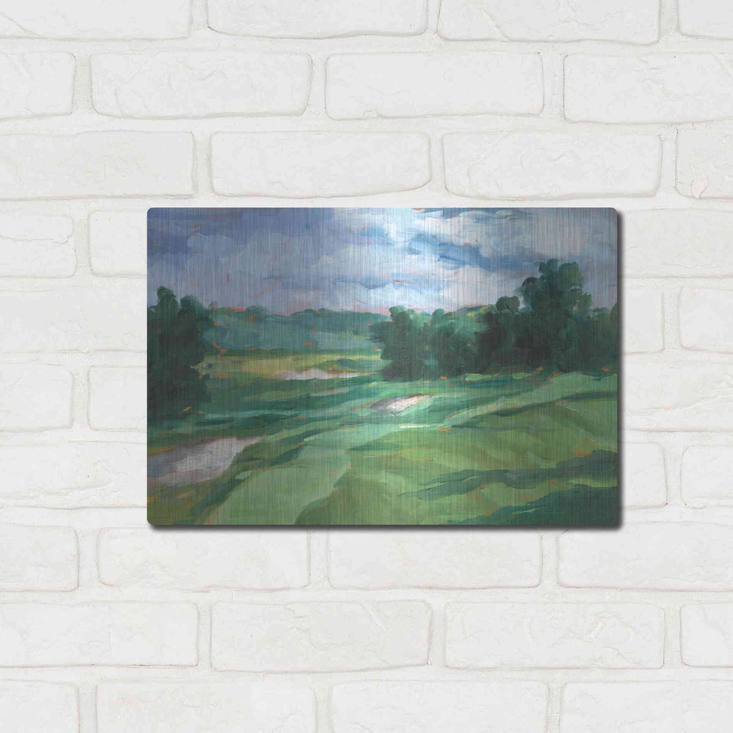 Luxe Metal Art 'Golf Course Study IV' by Ethan Harper, Metal Wall Art,16x12