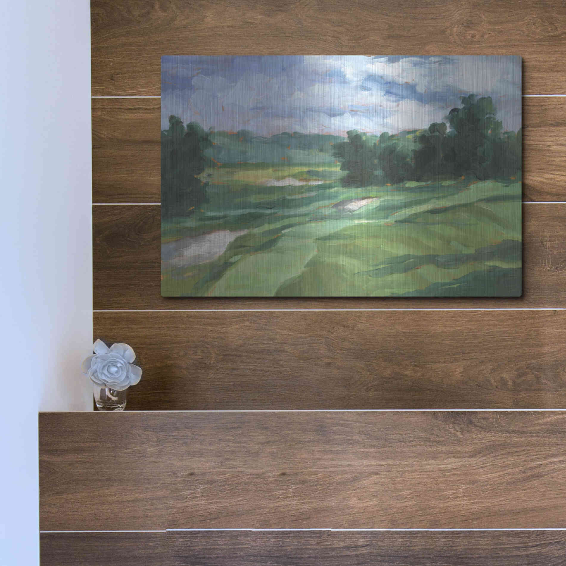 Luxe Metal Art 'Golf Course Study IV' by Ethan Harper, Metal Wall Art,16x12