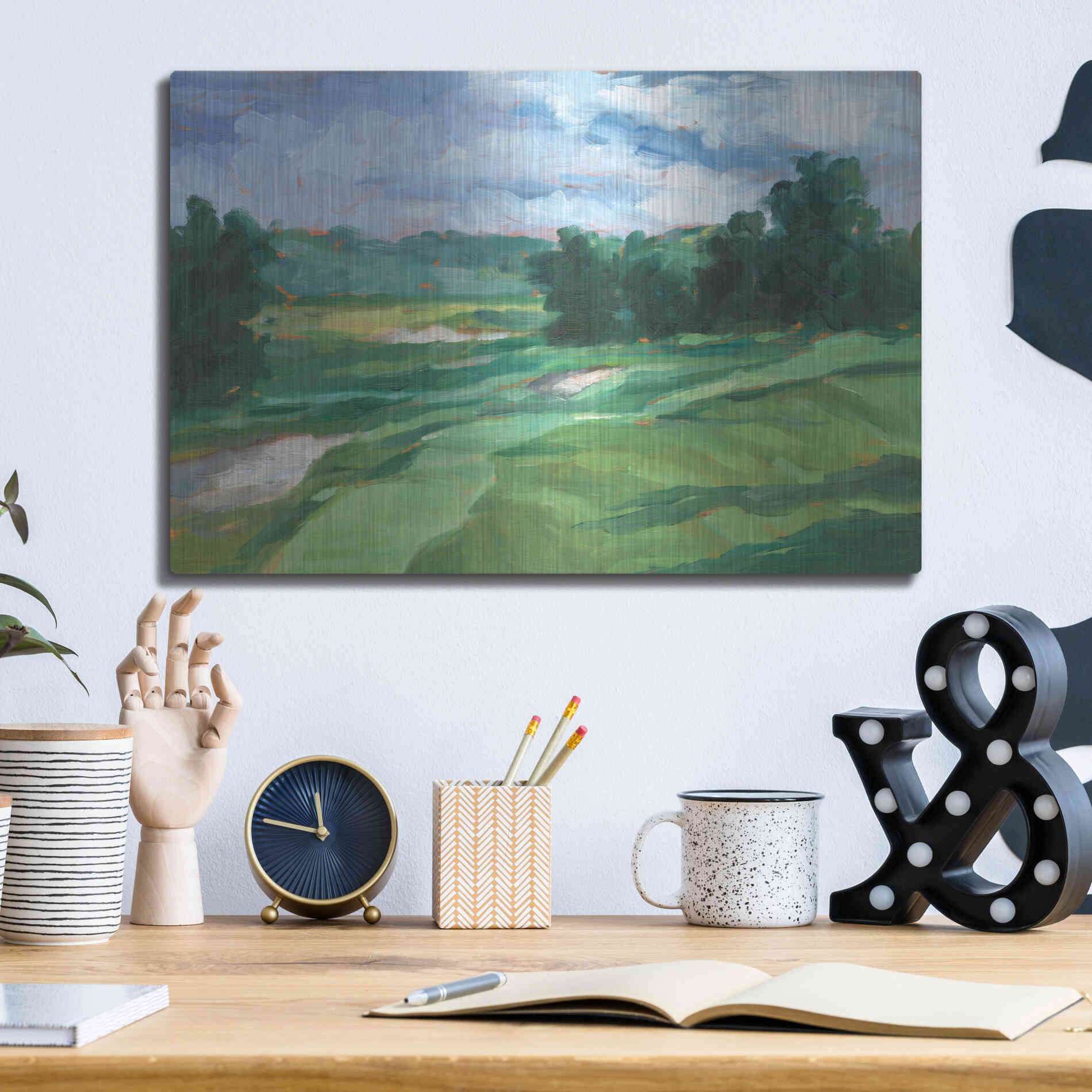 Luxe Metal Art 'Golf Course Study IV' by Ethan Harper, Metal Wall Art,16x12