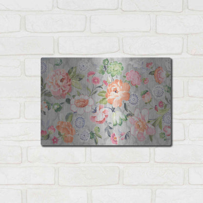 Luxe Metal Art 'Summer Garden of Delights Gray' by Danhui Nai, Metal Wall Art,16x12