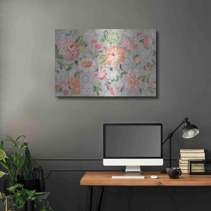 Luxe Metal Art 'Summer Garden of Delights Gray' by Danhui Nai, Metal Wall Art,36x24