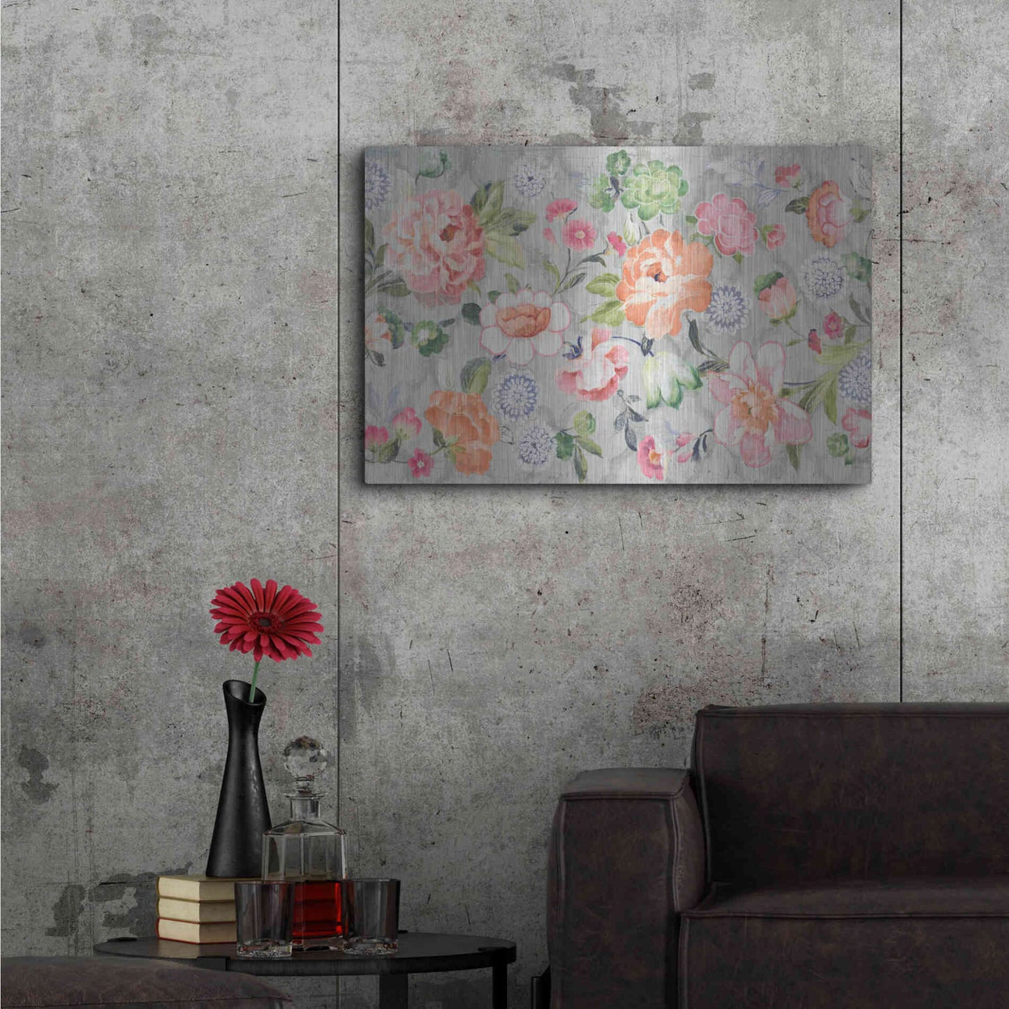 Luxe Metal Art 'Summer Garden of Delights Gray' by Danhui Nai, Metal Wall Art,36x24