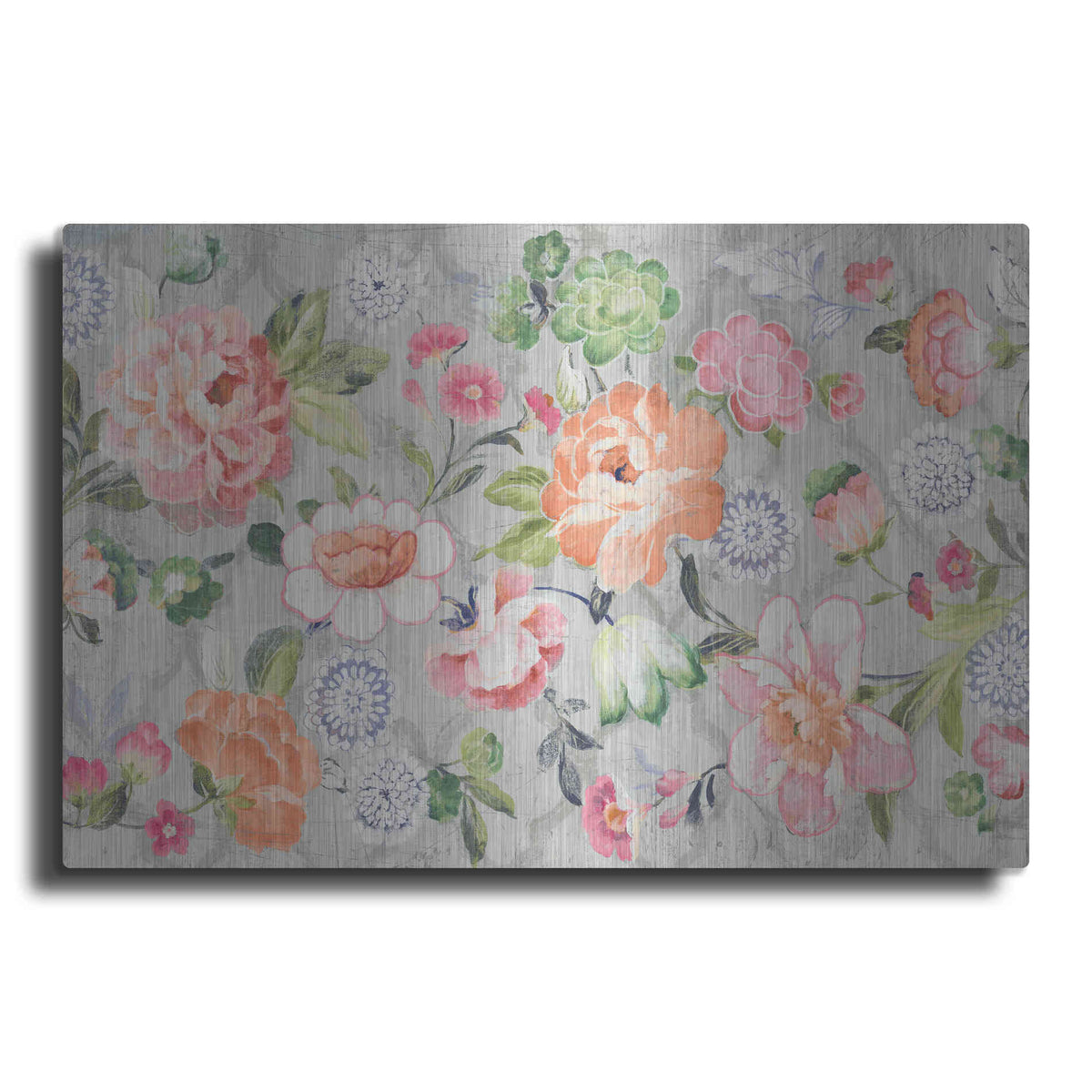 Luxe Metal Art 'Summer Garden of Delights Gray' by Danhui Nai, Metal Wall Art