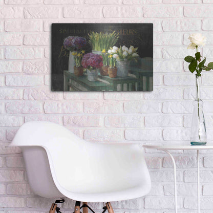 Luxe Metal Art 'Les Fleurs Printemps on Black' by Danhui Nai, Metal Wall Art,24x16