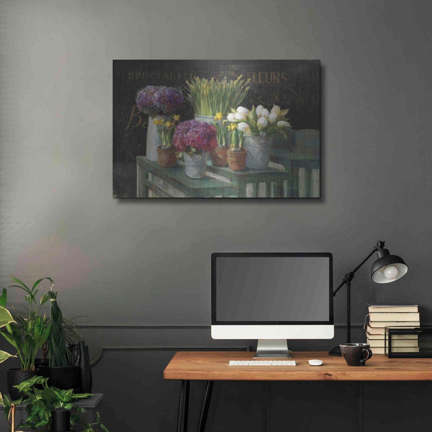 Luxe Metal Art 'Les Fleurs Printemps on Black' by Danhui Nai, Metal Wall Art,36x24