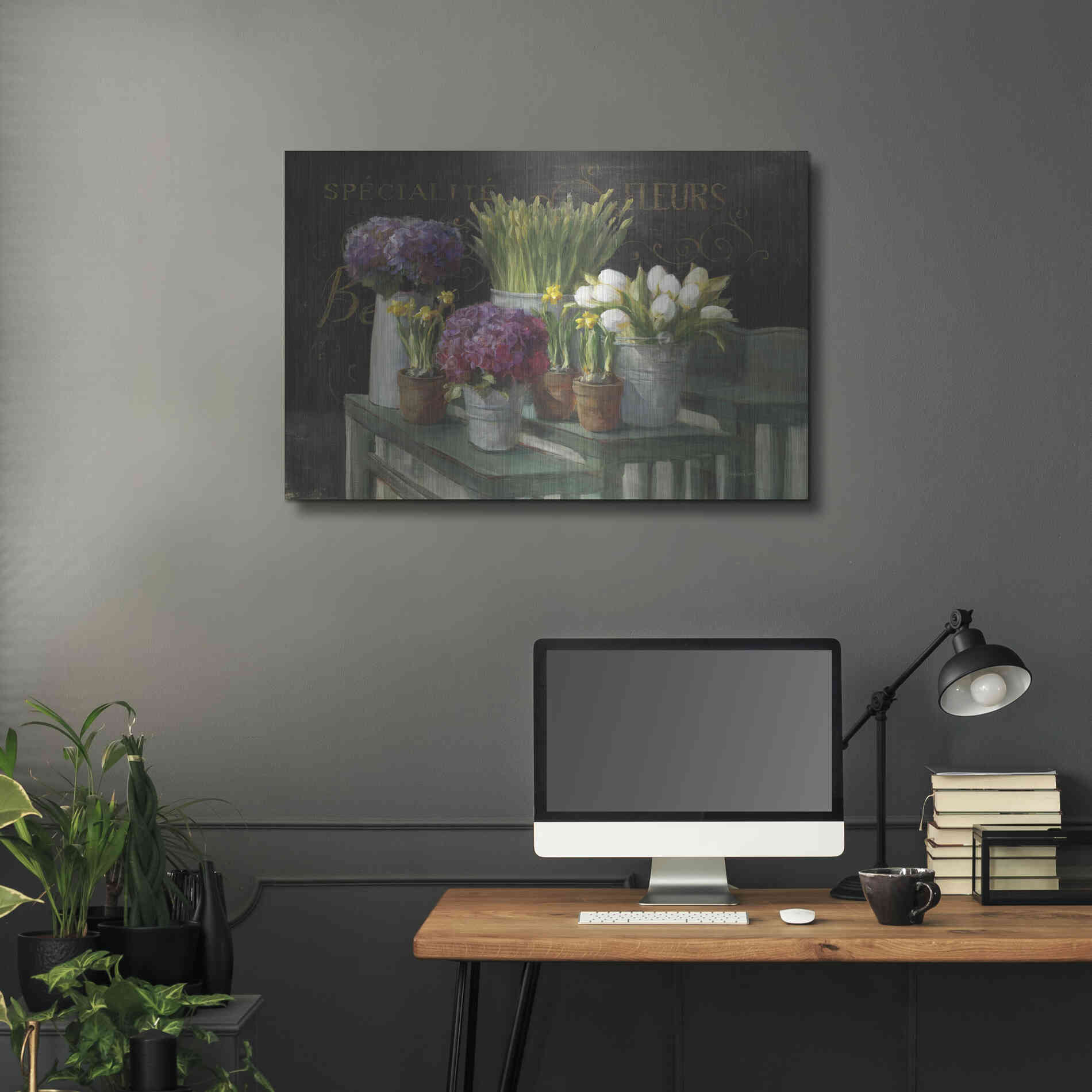Luxe Metal Art 'Les Fleurs Printemps on Black' by Danhui Nai, Metal Wall Art,36x24