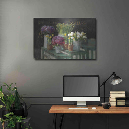 Luxe Metal Art 'Les Fleurs Printemps on Black' by Danhui Nai, Metal Wall Art,36x24