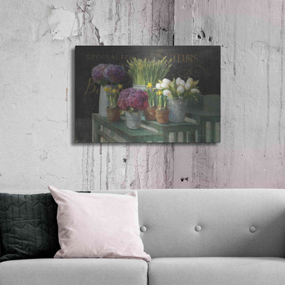 Luxe Metal Art 'Les Fleurs Printemps on Black' by Danhui Nai, Metal Wall Art,36x24