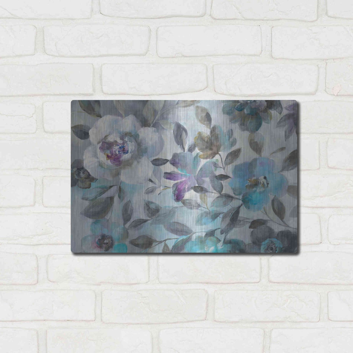 Luxe Metal Art 'Twilight Flowers Crop' by Danhui Nai, Metal Wall Art,16x12