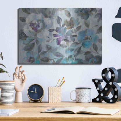 Luxe Metal Art 'Twilight Flowers Crop' by Danhui Nai, Metal Wall Art,16x12