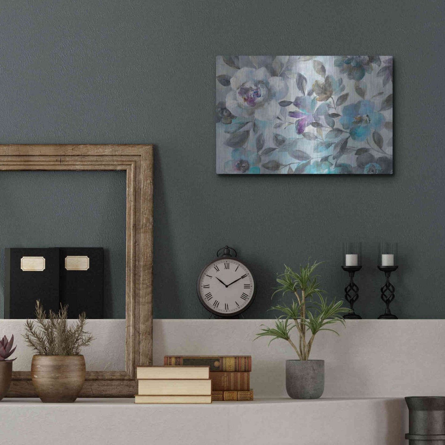 Luxe Metal Art 'Twilight Flowers Crop' by Danhui Nai, Metal Wall Art,16x12