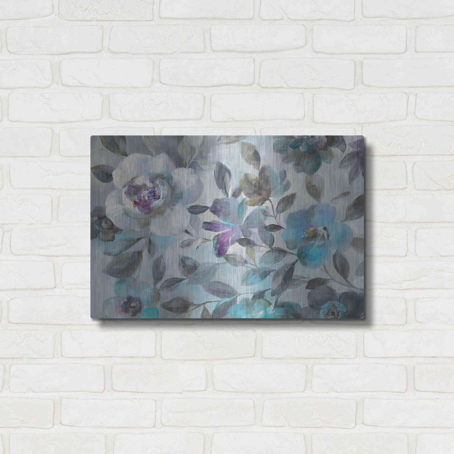 Luxe Metal Art 'Twilight Flowers Crop' by Danhui Nai, Metal Wall Art,24x16