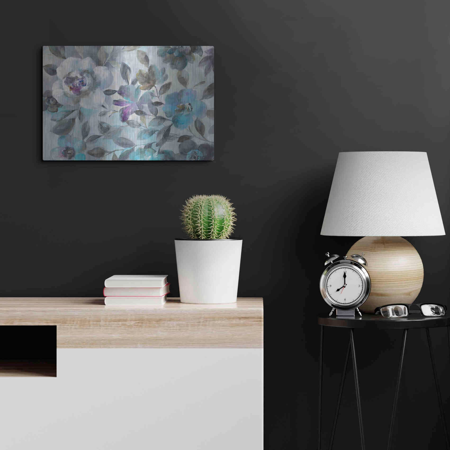 Luxe Metal Art 'Twilight Flowers Crop' by Danhui Nai, Metal Wall Art,24x16